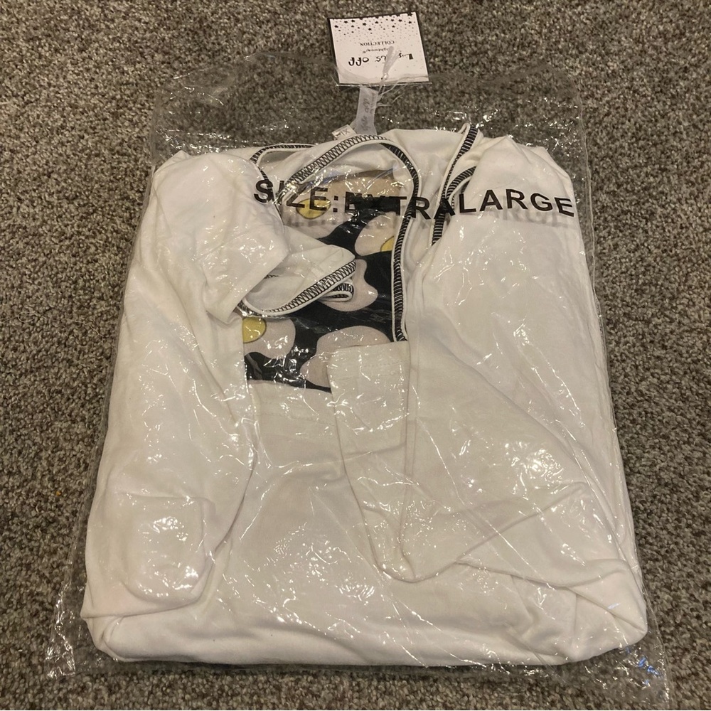NWT Lights Off Brunch Babe women's 2 pc PJ set sz XL egg print